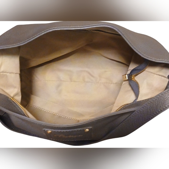 Paolina -NWT  Gray Colored Natural Leather Tote Bag W/ 1 Large Zippered Pocket & - Picture 10 of 14